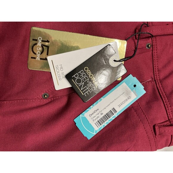One 5 One Ponte Dress Pants Purple Size 16/33 NWT - Picture 6 of 9